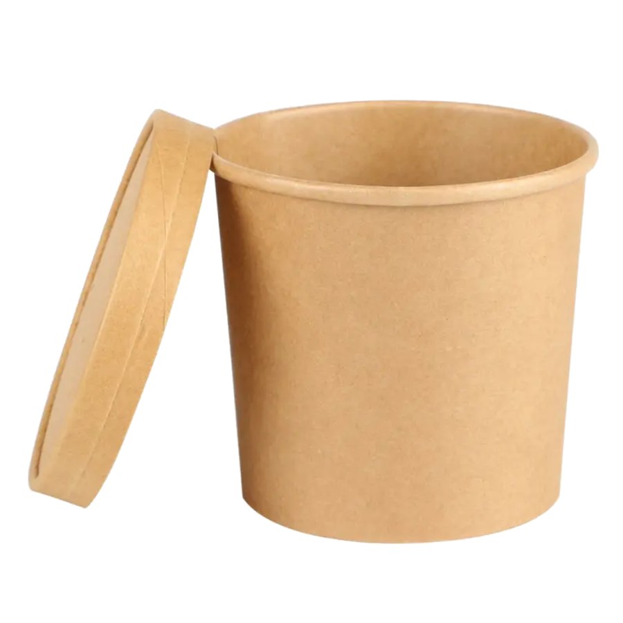 Kraft paper soup bowl with lid for ramen and pho